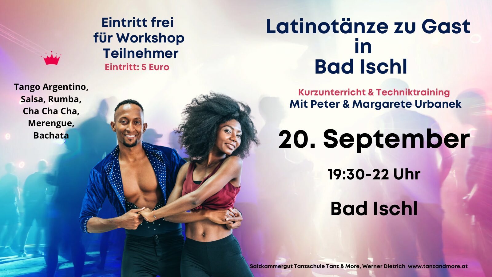 Info & Anmeldebanner Tanzcamp 21. bis 26. Juli 24 in Niederöblarn; im Bild 2 jugendliche Tänzer